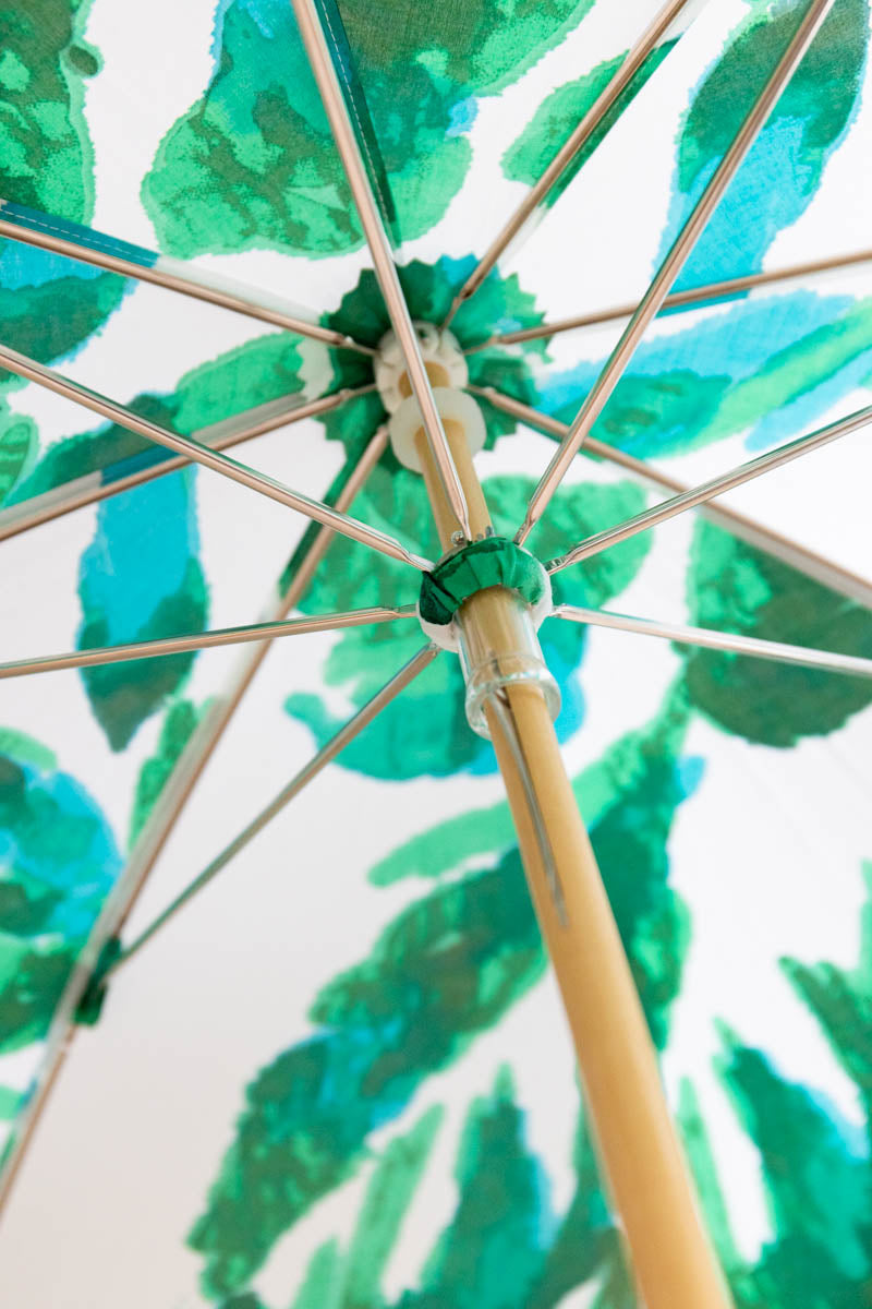 Breezy Blue にじみ手捺染パラソル botanical green 長傘