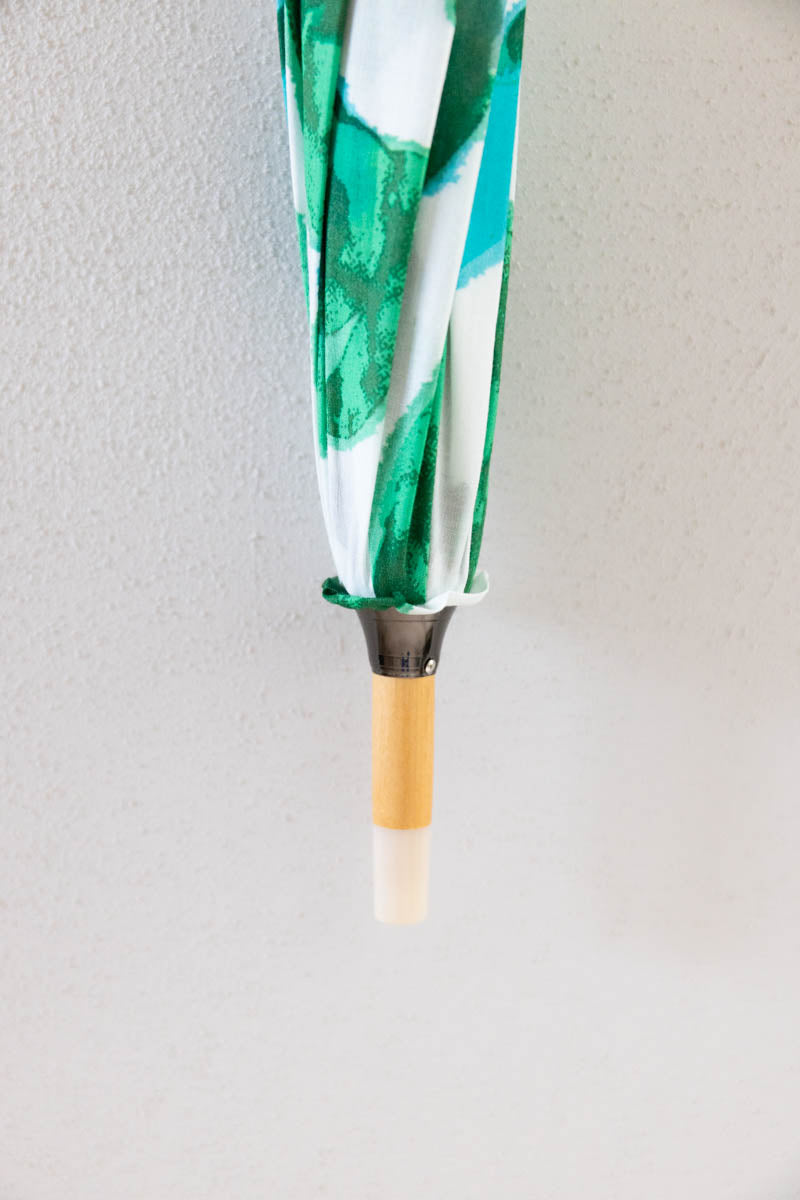 Breezy Blue にじみ手捺染パラソル botanical green 長傘