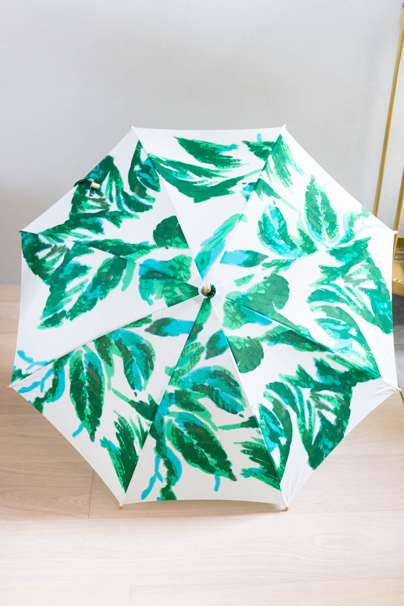 Breezy Blue にじみ手捺染パラソル botanical green 長傘