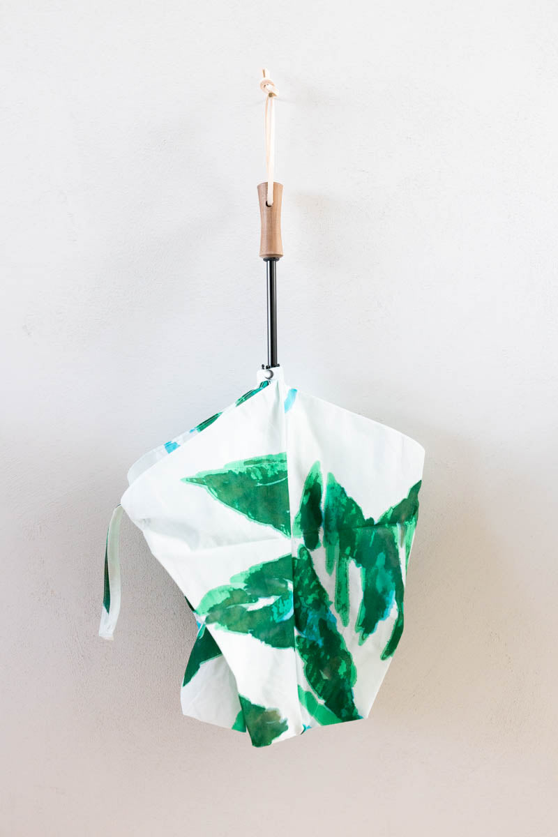 Breezy Blue にじみ手捺染パラソル botanicals green 折り畳み