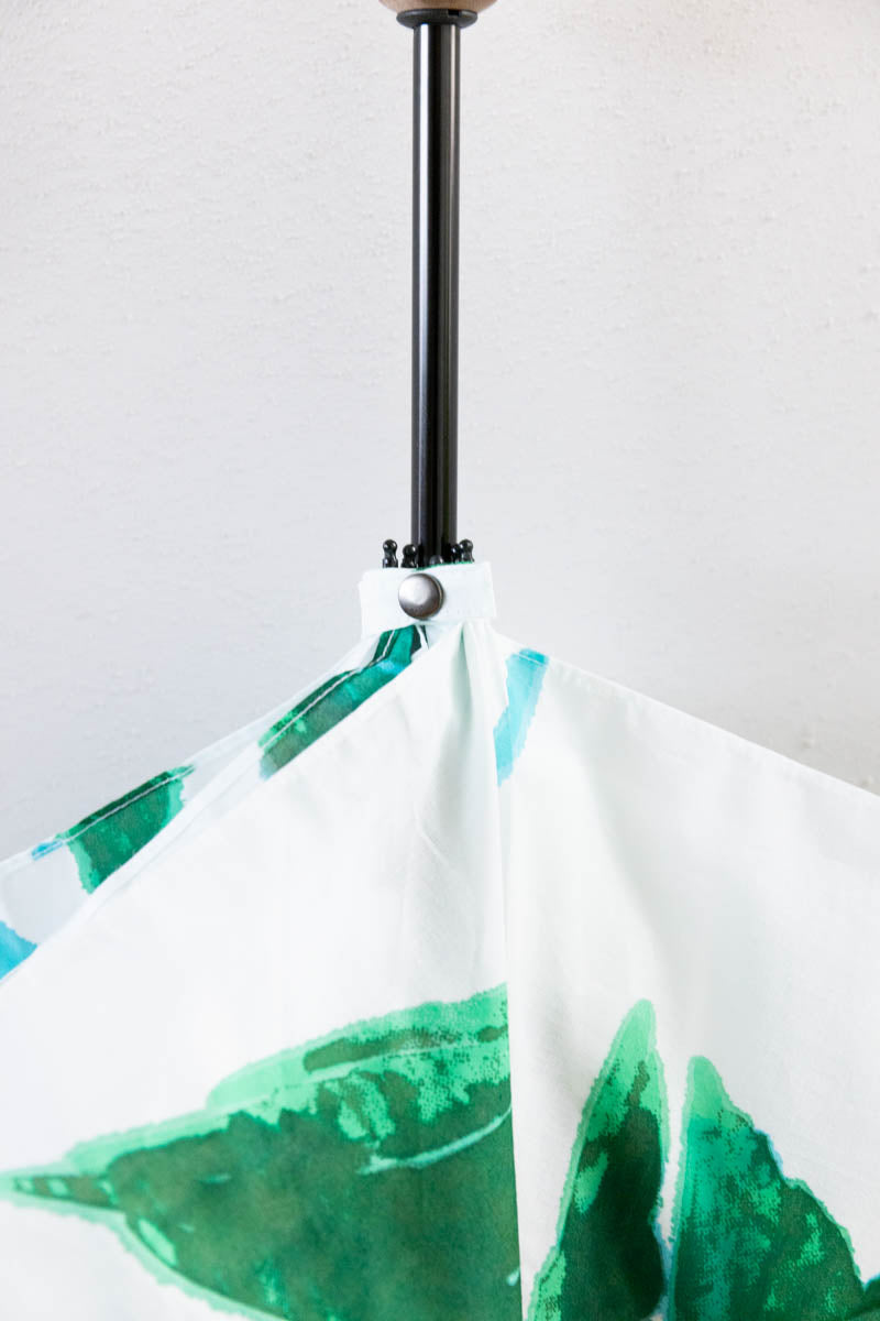 Breezy Blue にじみ手捺染パラソル botanicals green 折り畳み