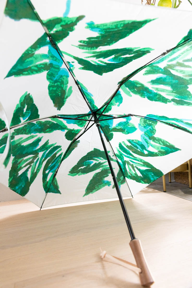 Breezy Blue にじみ手捺染パラソル botanicals green 折り畳み