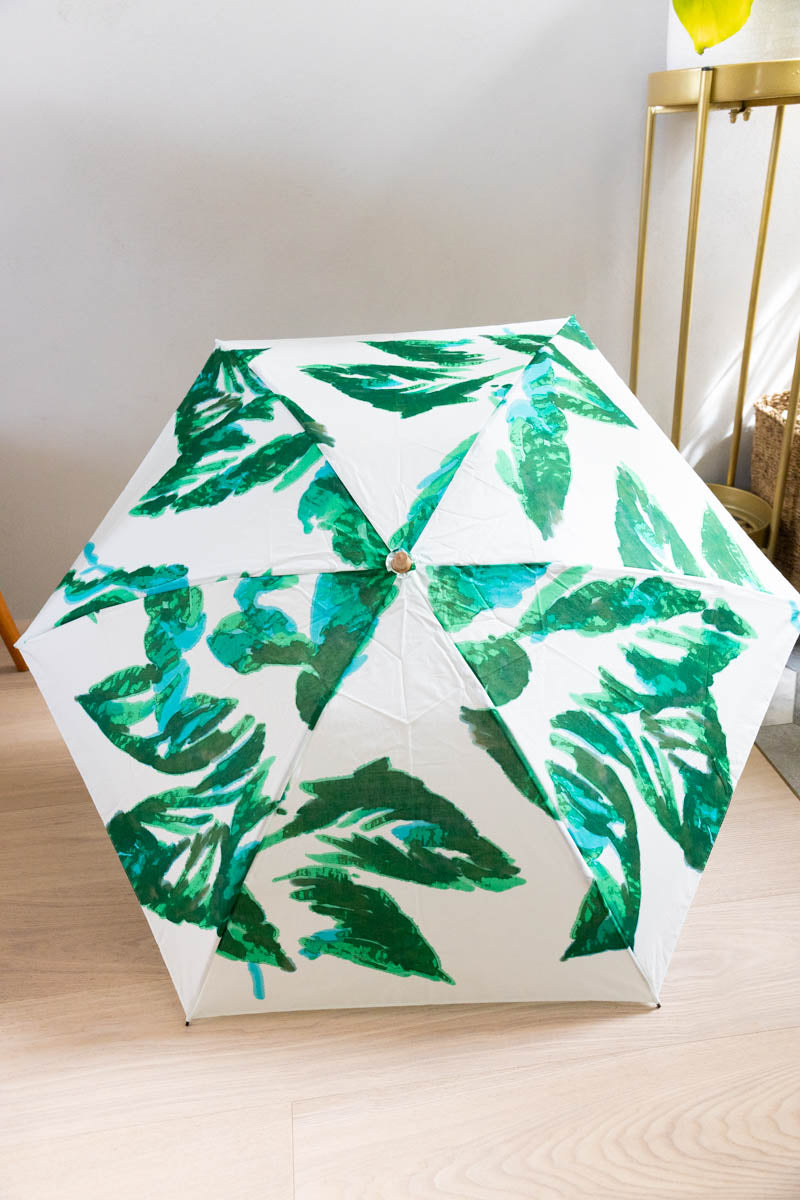 Breezy Blue にじみ手捺染パラソル botanicals green 折り畳み