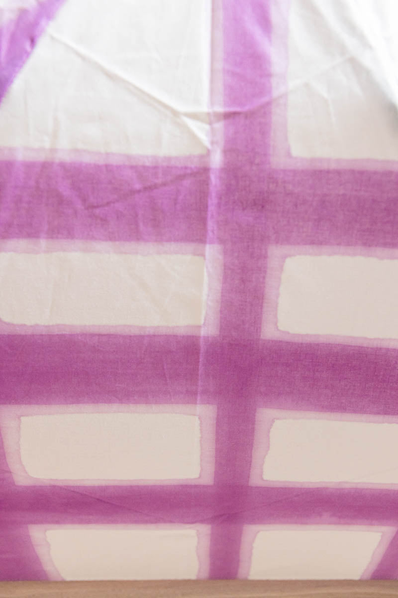 Breezy Blue にじみ手捺染パラソル check mauve 折り畳み